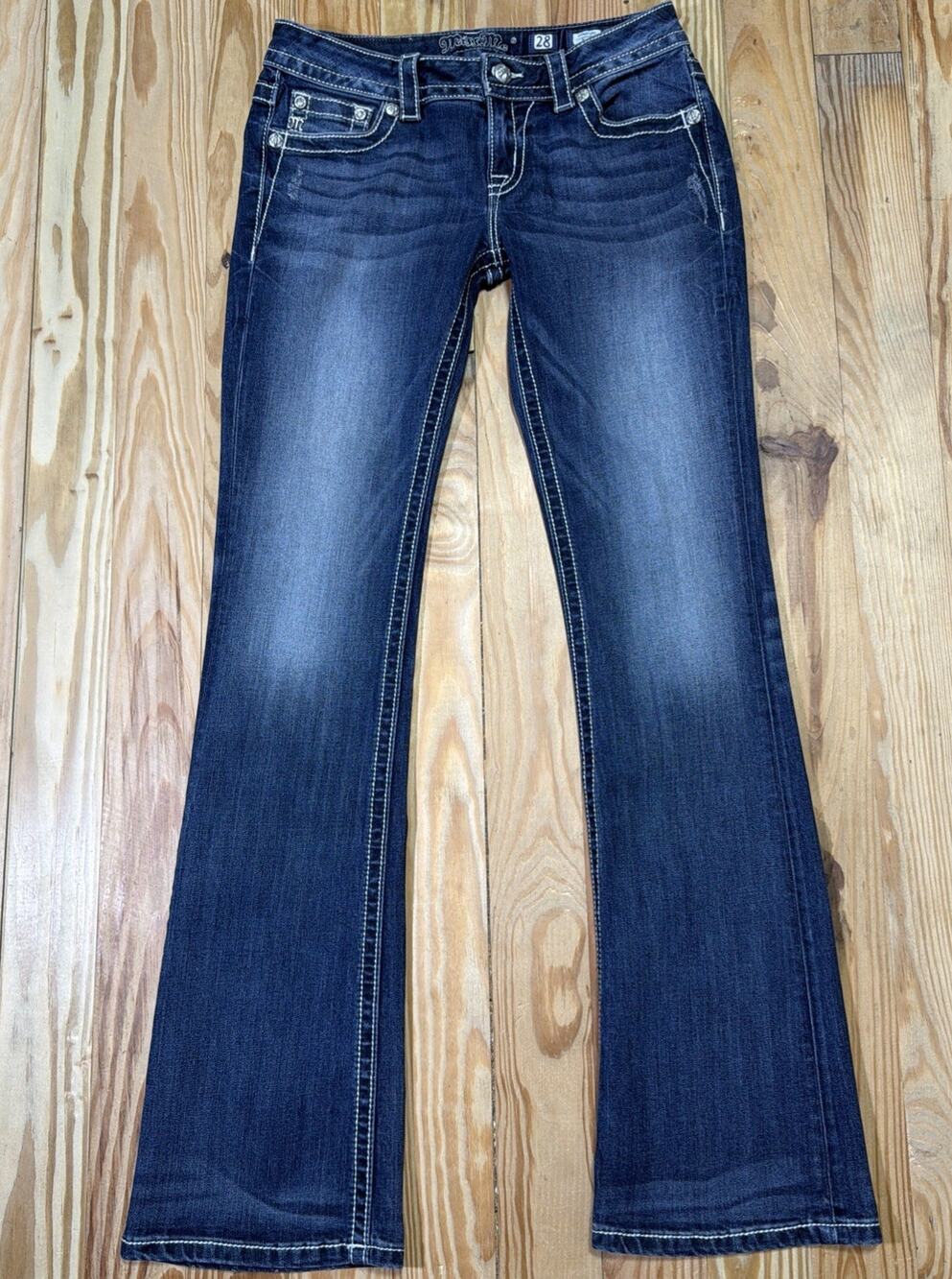 Miss Me Jeans 28 X 33 Low Rise Bootcut Denim Sequin Bling Western JY847582